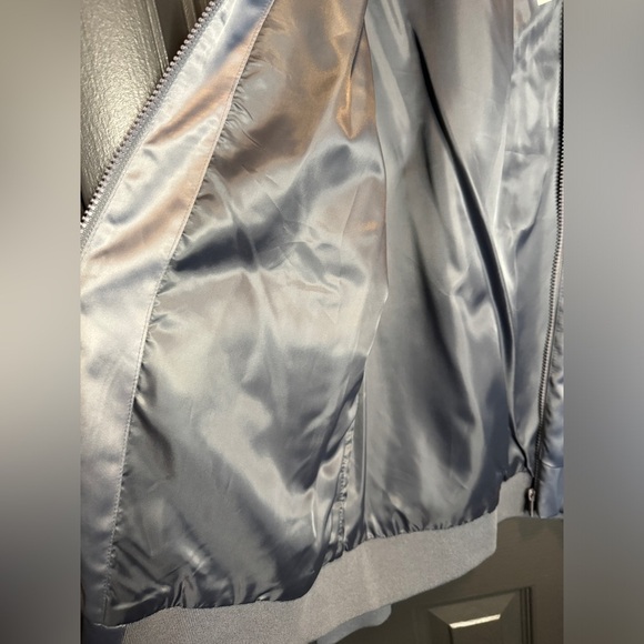 H&M satin look bomber jacket in size small steel blue color is beautiful - Picture 6 of 12